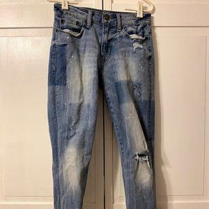 American Eagle Faux Patch Low Rise Jeans